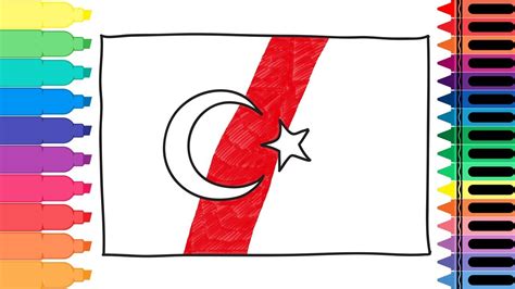 How to Draw Turkey Flag - Drawing the Turkish Flag - Art colors for ...