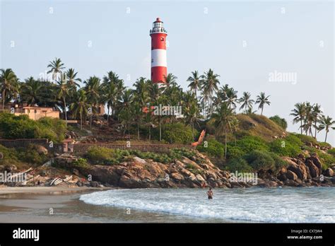 Lighthouse on Kovalam beach, Kerala Stock Photo - Alamy