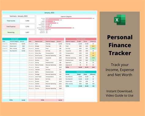 Personal Finance Tracker - Excel Template