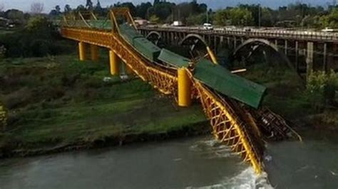 Chile bridge collapses as train crosses - BBC News