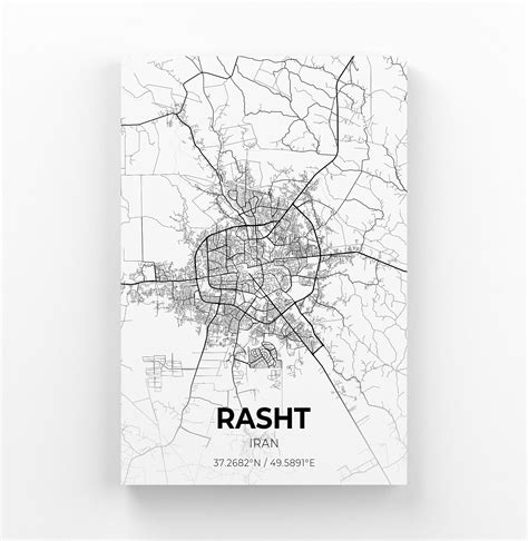 Rasht Iran City Map Canvas Art / City Map Art / City Map Print | Etsy