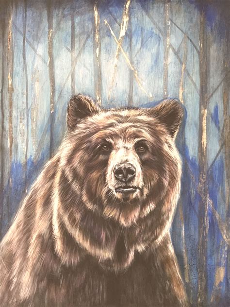 Original bear painting | Bear paintings, Painting, Mixed media painting