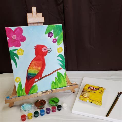 Kids Virtual Parrot Canvas Paint Pre-Recorded Lesson - A Sprinkle of Fun