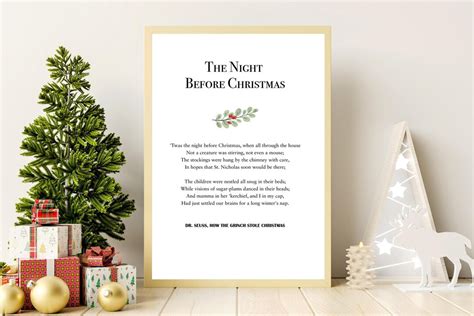 The Night Before Christmas Dr. Seuss Christmas Poem Christmas Poster ...