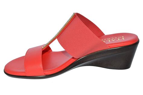 ITALIAN Shoemakers Womens Zoey Open Toe Bridal Slide Sandals, Coral ...