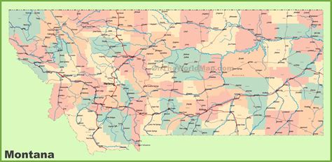 Road map of Montana with cities | Highway map, Map, Montana