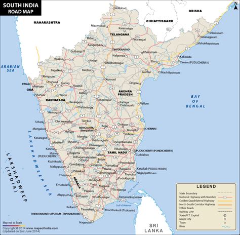 South India Road Map, Road Map of South India