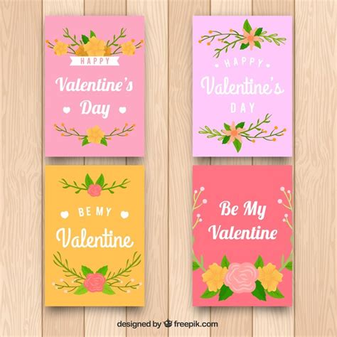 Free Vector | Floral valentine's day cards