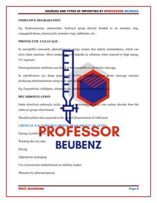 Sources and Types of Impurities by Professor Beubenz | PDF