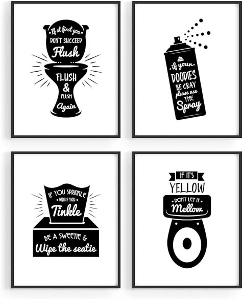 Funny Bathroom Signs Quotes Decor - By Haus and Hues | Set of 4 Funny ...