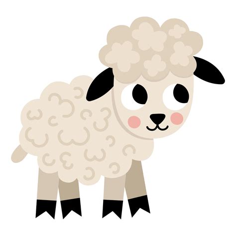 Vector lamb icon. Cute cartoon little sheep illustration for kids. Farm ...