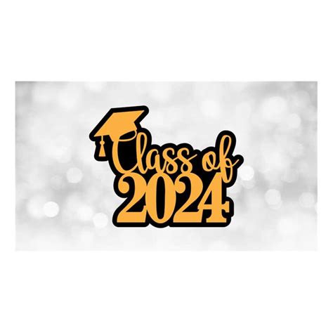 Educational Clipart: Gold Words 'Class of 2024' with Cap on - Inspire Uplift