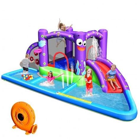 Inflatable Water Slide Park Splash Pool 750W Blower