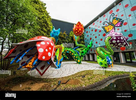 Yayoi Kusama sculptures at Matsumoto City Art Museum, Matsumoto, Nagano ...