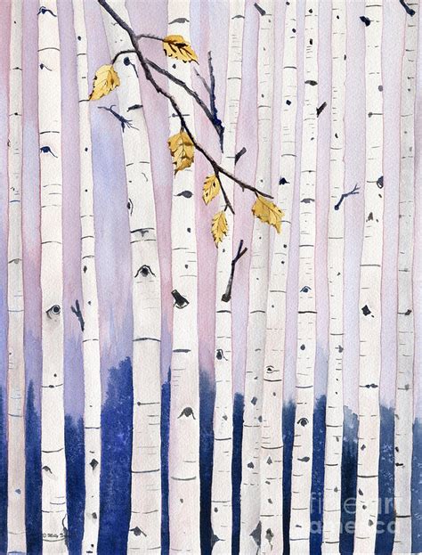 Birch Trees Watercolor Painting by Melly Terpening