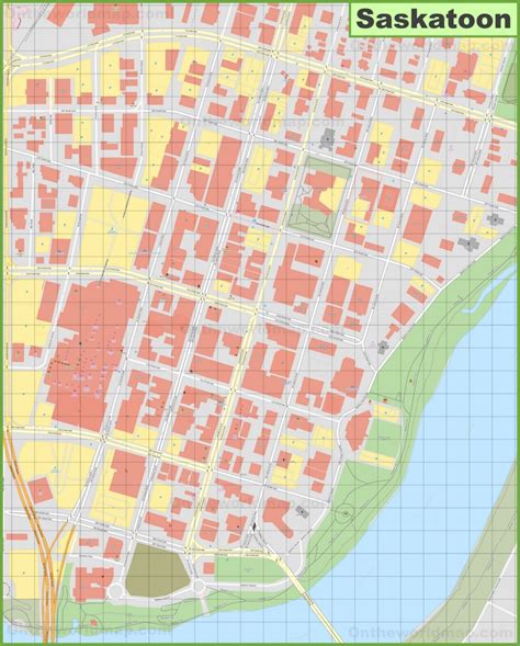 Saskatoon downtown map - Ontheworldmap.com