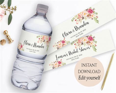 Water Bottle Label Template PDF Instant Download Printable - Etsy ...