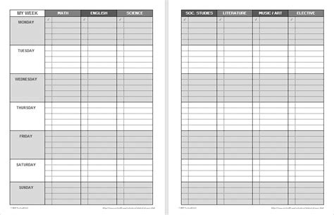 Printable Weekly Student Planners