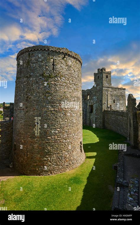 Interior ruins of the medieval Norman Kidwelly Castle, Kidwelly ...