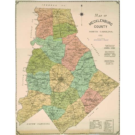 Mecklenburg County Wall Map, 1911 - The Map Shop