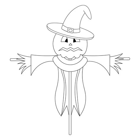 Scarecrow. Sketch. scare birds away. Pumpkin on the head. Frightened facial expression. A ...