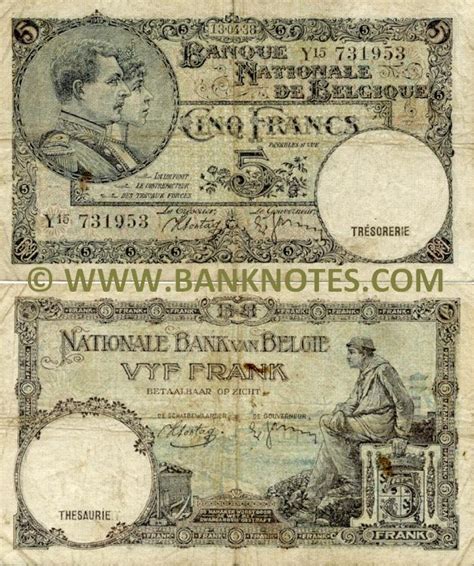 Belgium 5 Francs 1938 - Belgian Currency Bank Notes, Paper Money, World ...