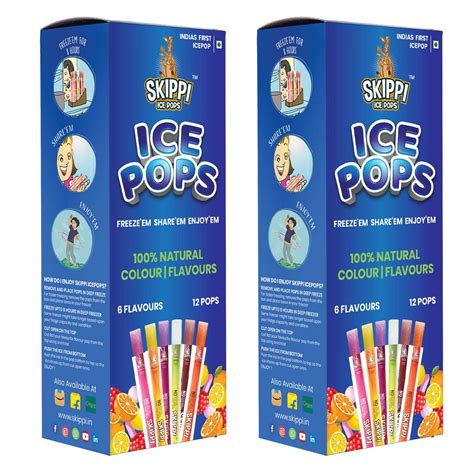 Skippi Icepops 100% Natural Freezer Pops, Juice Bars, Ice Pops ALL FLAVORS (12+12 Pops Boxes ...