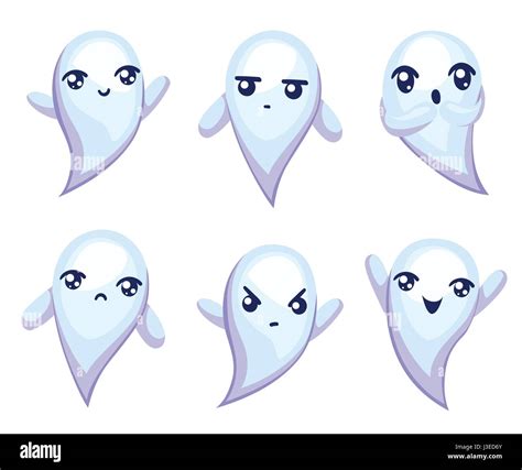 Cute ghost emoticon smiley emoji - vector illustration Stock Vector ...