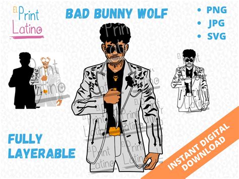 Bad Bunny Wolf Bad Bunny Bullet Train Wolf Conejo Malo Halloween (Download Now) - Etsy