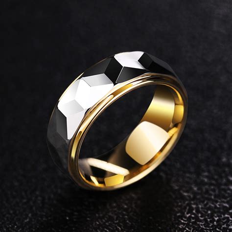 Tungsten Men's Ring Polygon Design Shining Simple and Vogue Style ...