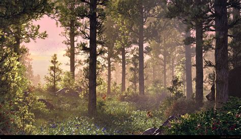 ArtStation - Pine Forest, Adam Lacharité | Pine forest, Vegetation, Forest