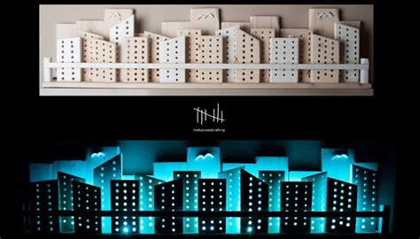 Rgb Backlit Recycled Wooden City Wall Art • Recyclart