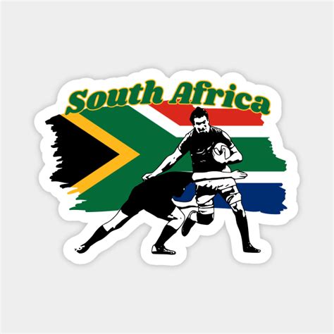 South African flag with rugby players - Rugby - Magnet | TeePublic