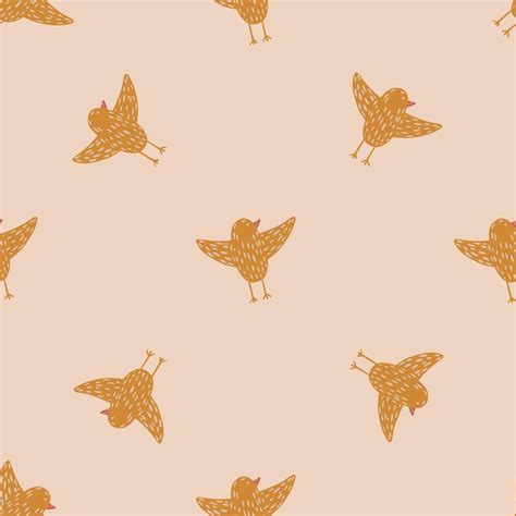 Seamless minimalistic style pattern with orange colored birds shapes ...