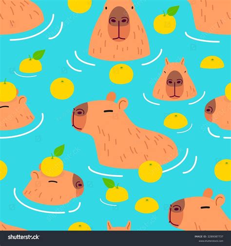 Cute Capybara Seamless Pattern Background Vector Stock Vector (Royalty ...