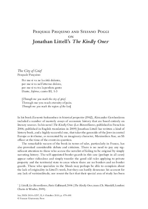 (PDF) on Jonathan Littell’s The Kindly Ones | Pasquale Pasquino ...