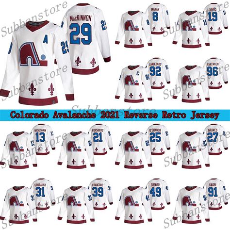 Colorado Avalanche 2021 Reverse Retro Jersey Quebec Nordiques 8 Cale ...