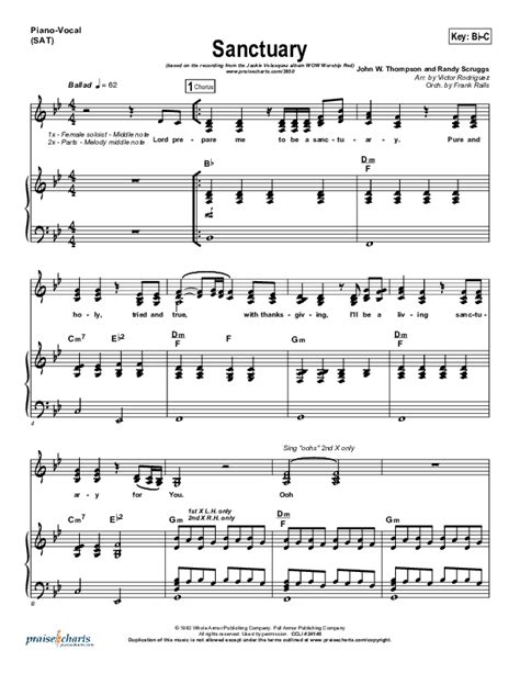 Sanctuary Sheet Music PDF (Jaci Velasquez) - PraiseCharts