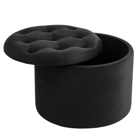 Worldwide Homefurnishings Contemporary Velvet Round Storage Ottoman in ...