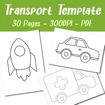 Transport Template BUNDLE Printable Set 30 Pages for Creative Projects