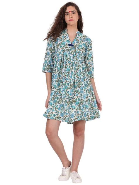 Get Bagru Block Print Short Tunic Dress at ₹ 999 | LBB Shop