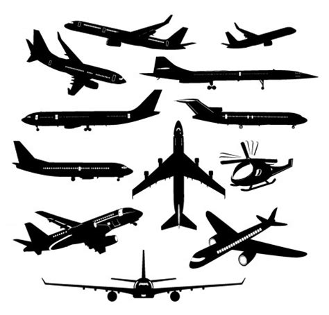 Airplane Silhouette vectors stock in format for free download 949.52KB