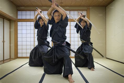 Samurai practicing kendo in a dojo featuring defeat, ancient, and art ...