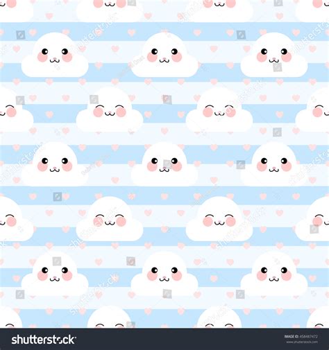 Cartoon Faces White Clouds Seamless Pattern Stock Vector (Royalty Free ...