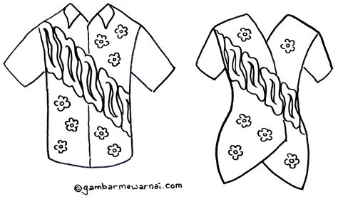 Gambar Mewarnai Baju Batik | Buku mewarnai, Warna, dan Gambar