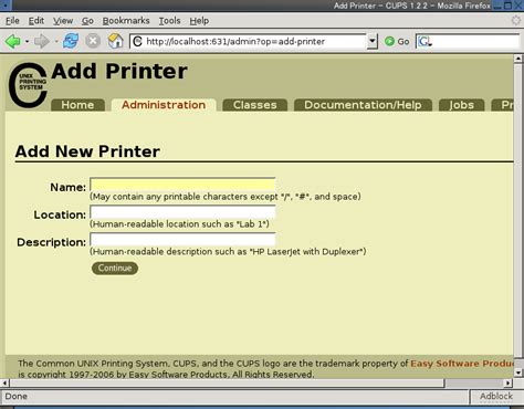 Adding a Printer to CUPS