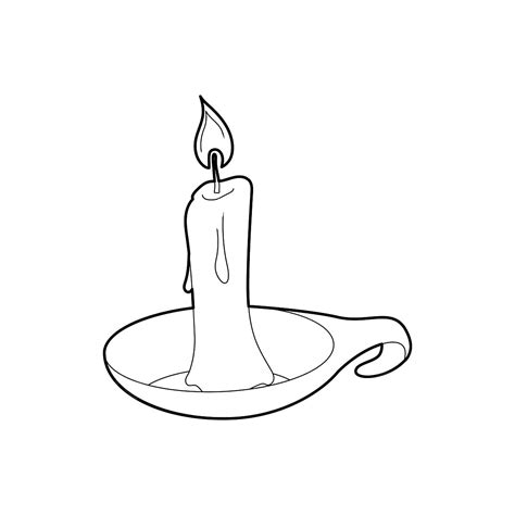 Candle Icon Outline Style, Candle Drawing, Outline Drawing, Candle Sketch PNG and Vector with ...