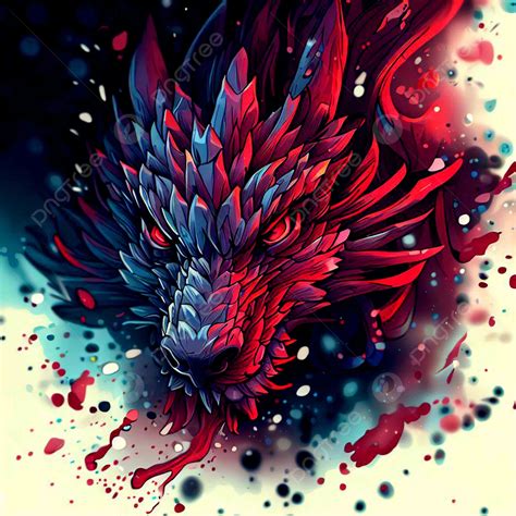 Angry Dragon With Blue And Red Scales Background, Dragon, Angry, Splash ...