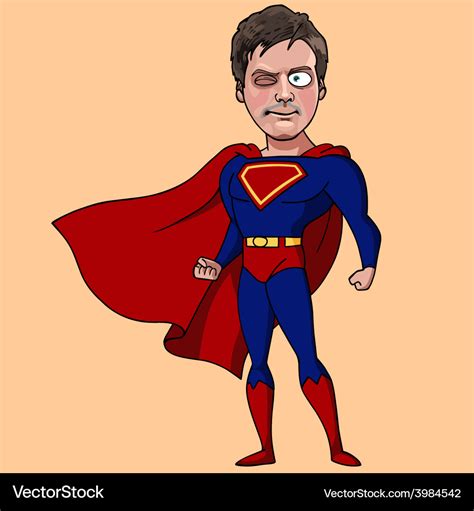 Cartoon man in a suit of superman Royalty Free Vector Image