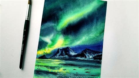 Aurora Sky Watercolor Painting - YouTube